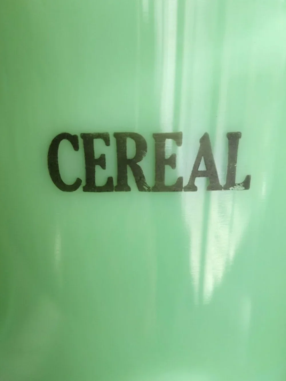 Beautiful Vintage McKee Jadeite Jadite Green Glass CEREAL 48oz Canister Uranium